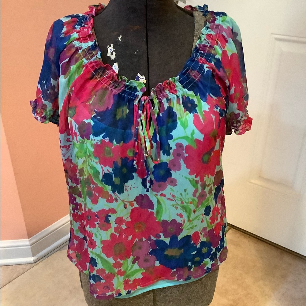 Overlay Floral Print Top
